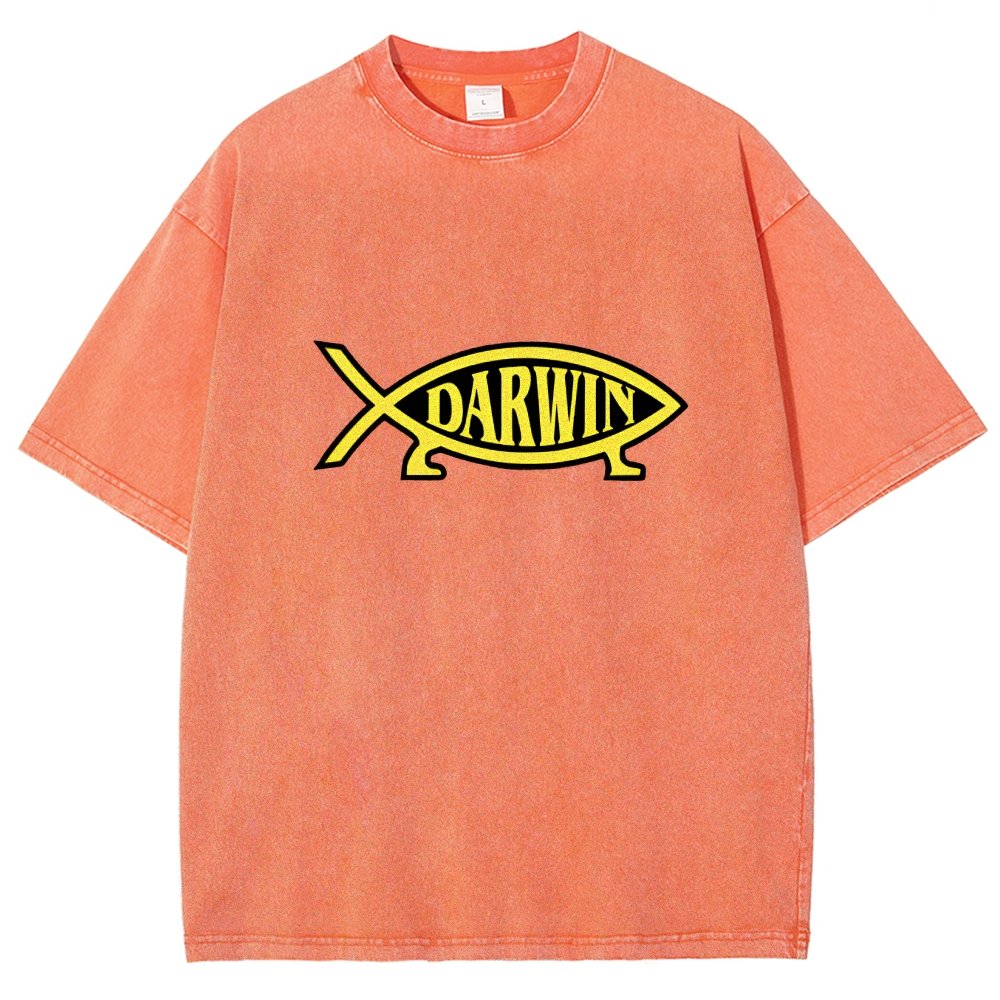 Darwin Fish Vintage Distressed T-shirt