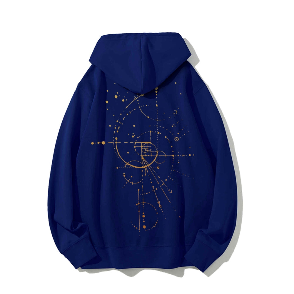 Distressed Fibonacci Printed Back Cotton Hoodie