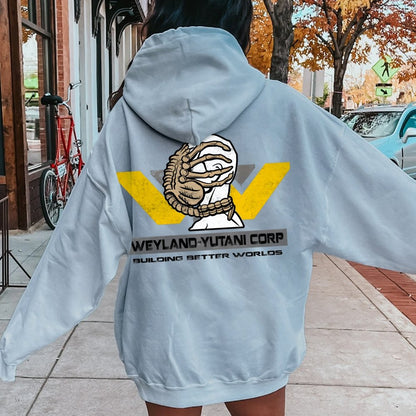 Mysterious Creatures Building Better Worlds Printed Back Unisex Cotton Hoodie