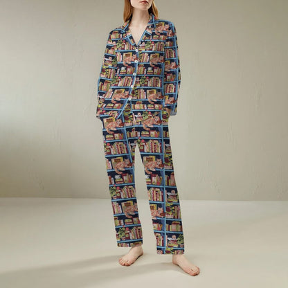 Cat Art Pattern Geek Long Sleeve Pajama Set