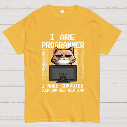 Programmer Cute Cat Coding Geeky T-Shirt