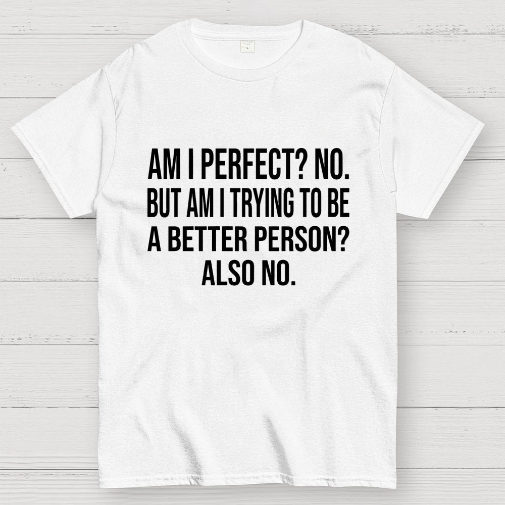Am I Perfect No But Am I Trying To Be A Better Person Also No Geek T-Shirt