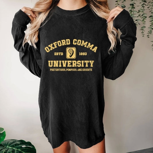 Oxford Comma University Washed Long Sleeve Tee