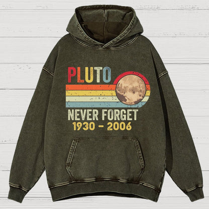 Pluto Never Forget - Funny Science Vintage Distressed Hoodie