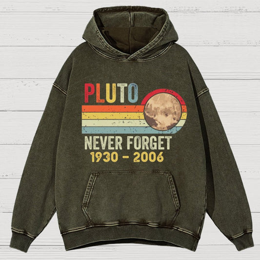 Pluto Never Forget - Funny Science Vintage Distressed Hoodie