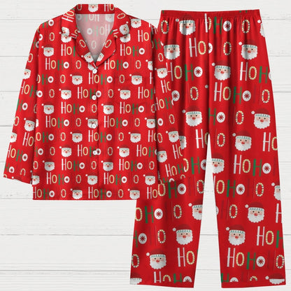 Unisex Christmas Print Geek Long Sleeve Pajama Set