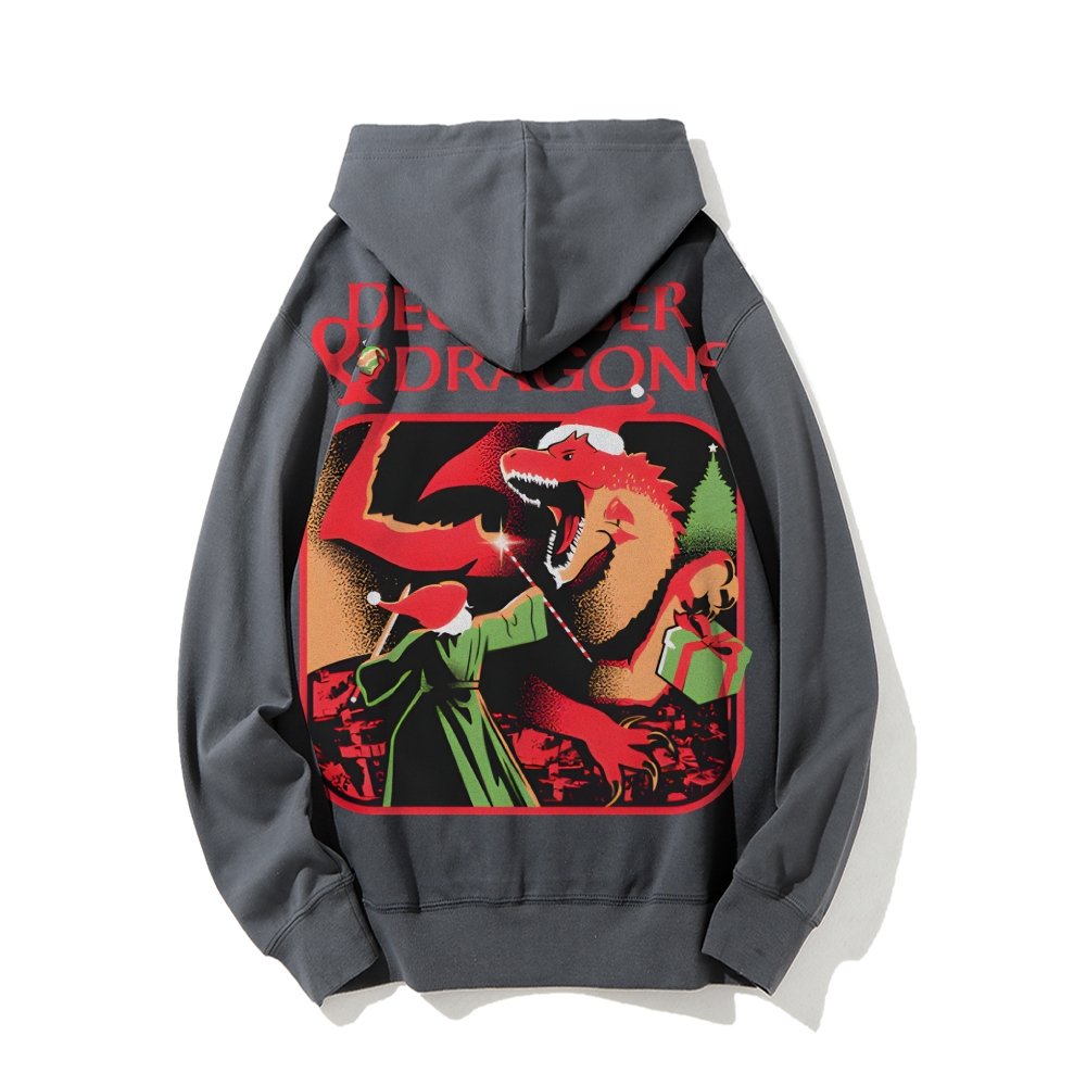 December & Dragons Printed Back Cotton Hoodie