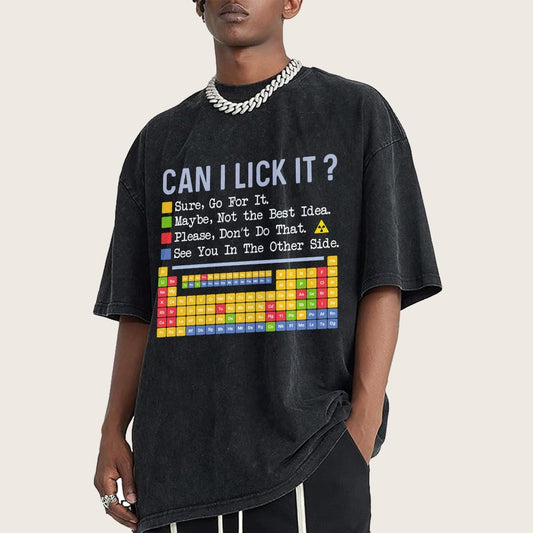 Can I Lick It Question Mark Periodic Table Of Elements Science Vintage Distressed T-shirt