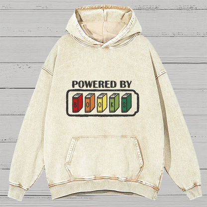 Powered by Books Vintage Distressed Hoodie