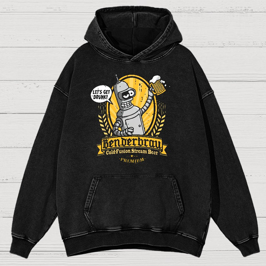 Beer Festival, Let Us Get Our Machines Drunk Vintage Distressed Hoodie