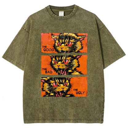 The Good The Bad The Ugly Cat  Vintage Distressed T-shirt