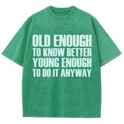 Old Enough To Know Better Young Enough To Do It Anyway Vintage Distressed T-shirt