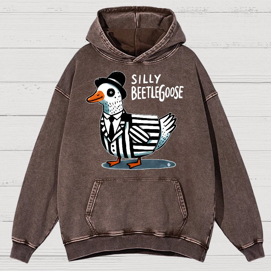 Beetle Goose Cotton Pullover Vintage Distressed Hoodie