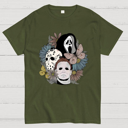 Horror Halloween Floral Scream Geek T-Shirt