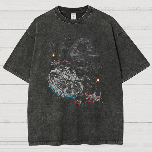 Epic Space Battle Vintage Distressed T-shirt
