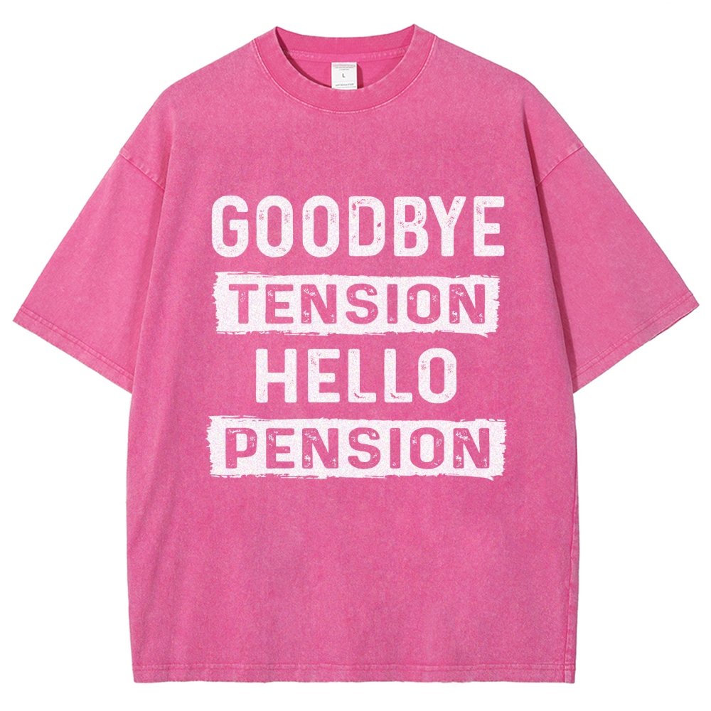 Funny Retirement Goodbye Tension Hello Pension Vintage Distressed T-shirt