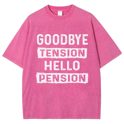 Funny Retirement Goodbye Tension Hello Pension Vintage Distressed T-shirt