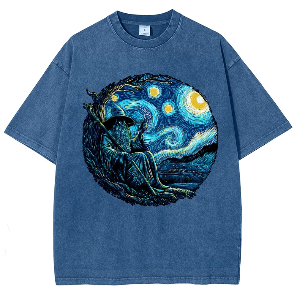 Starry Wizard Vintage Distressed T-shirt