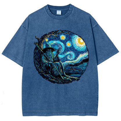 Starry Wizard Vintage Distressed T-shirt