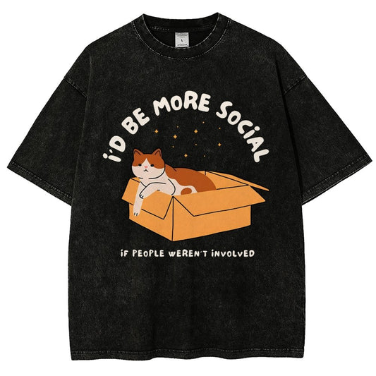 I'd Be More Social Vintage Distressed T-shirt
