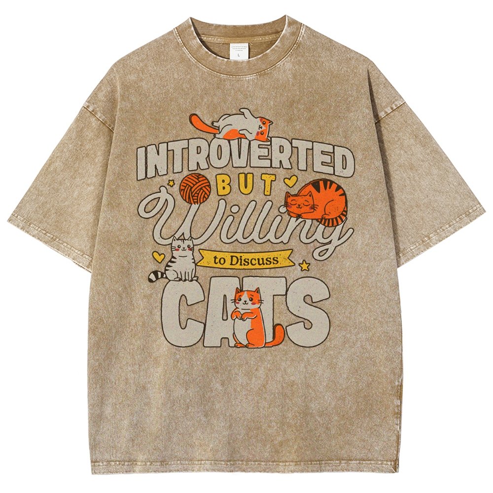 Willing to Discuss Cats Vintage Distressed T-shirt