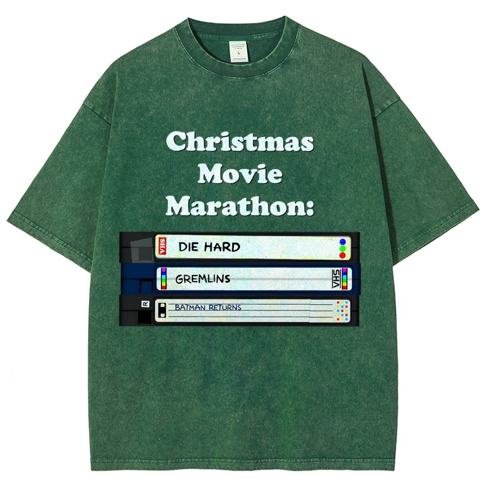 Christmas Movie Marathon Vintage Distressed T-shirt