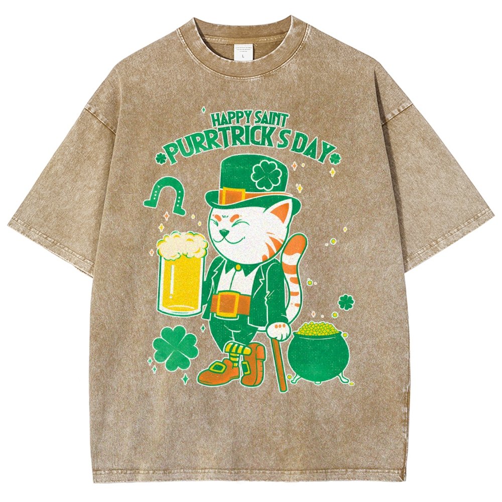 Cat St. Patrick's Day Vintage Distressed T-shirt