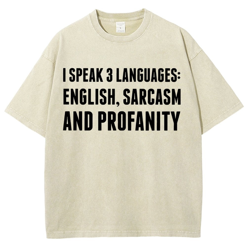 Funny Word I speak English Sarcasm and Profanity Vintage Distressed T-shirt