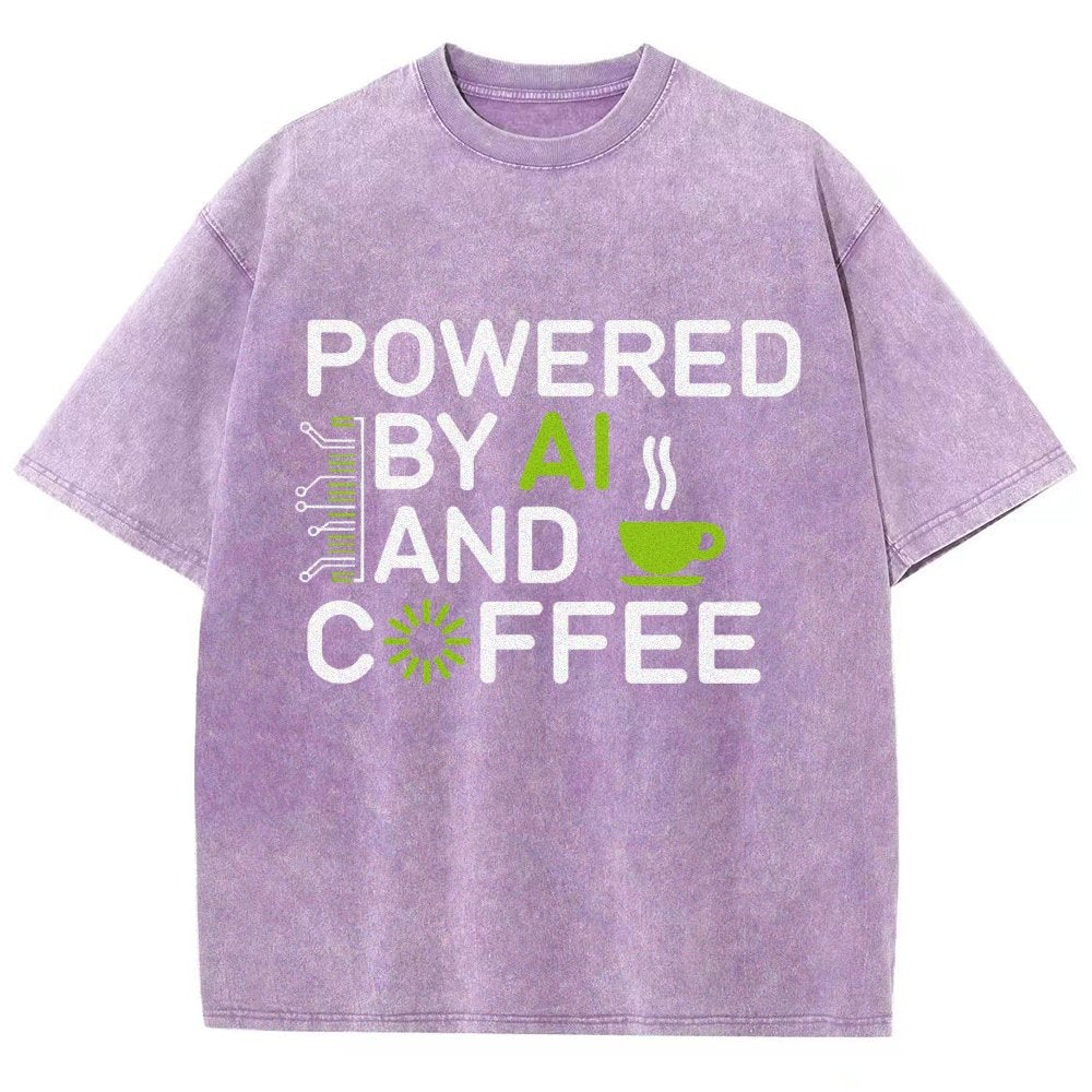 Powered By AI And Coffee Vintage Distressed T-shirt