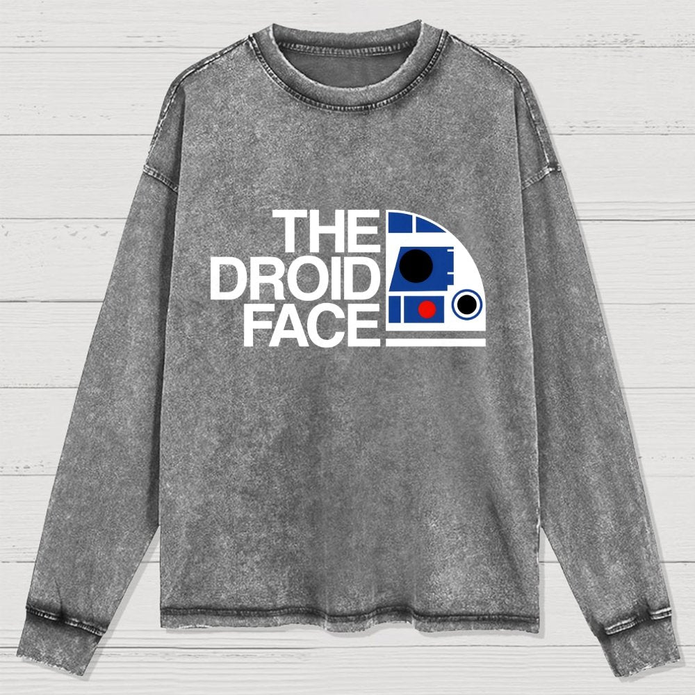The Robot Face Washed Long Sleeve Tee