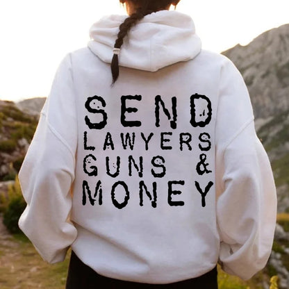 Send Lawyers Guns And Money Printed Back Unisex Cotton Hoodie
