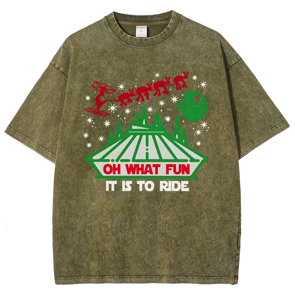 Oh！What Fun It Is To Ride Christmas Vintage Distressed T-shirt
