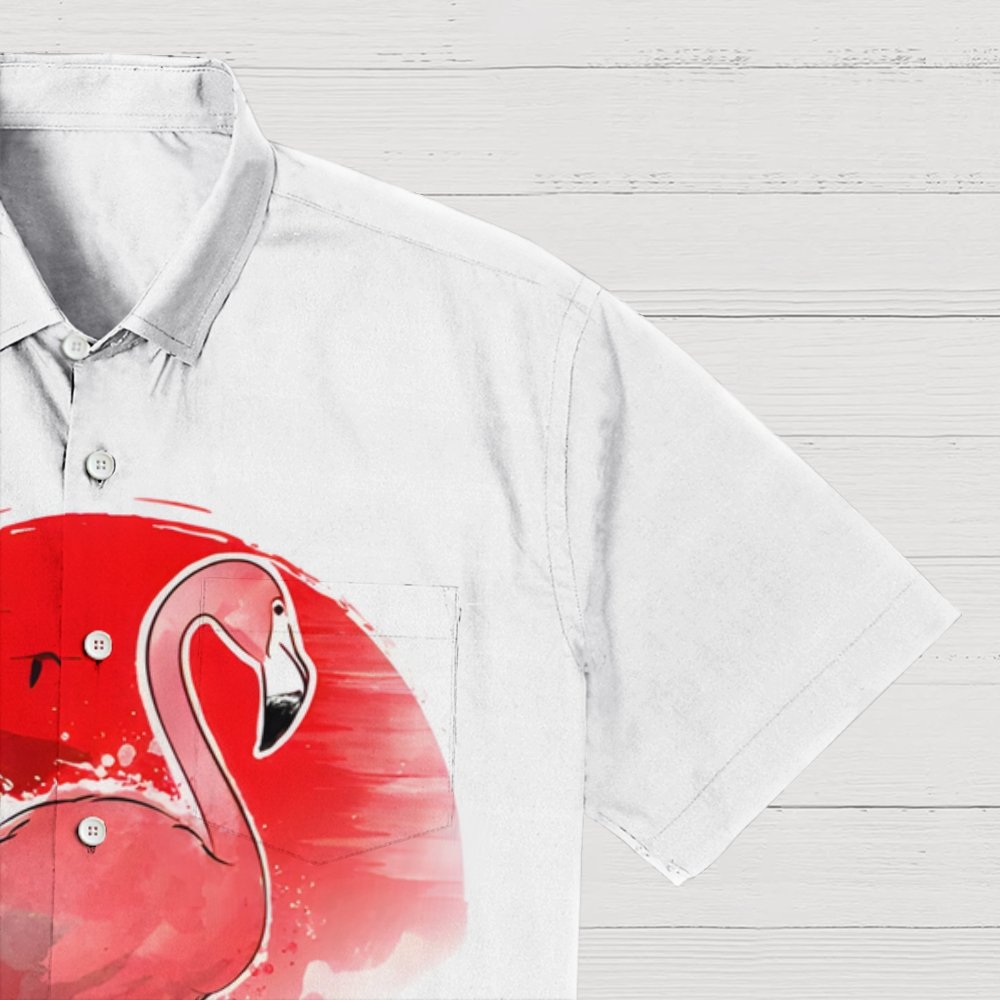 Flamingo Sumi E Geek Hawaiian Shirt