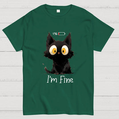 I‘m Fine Black Cat Geeky T-Shirt