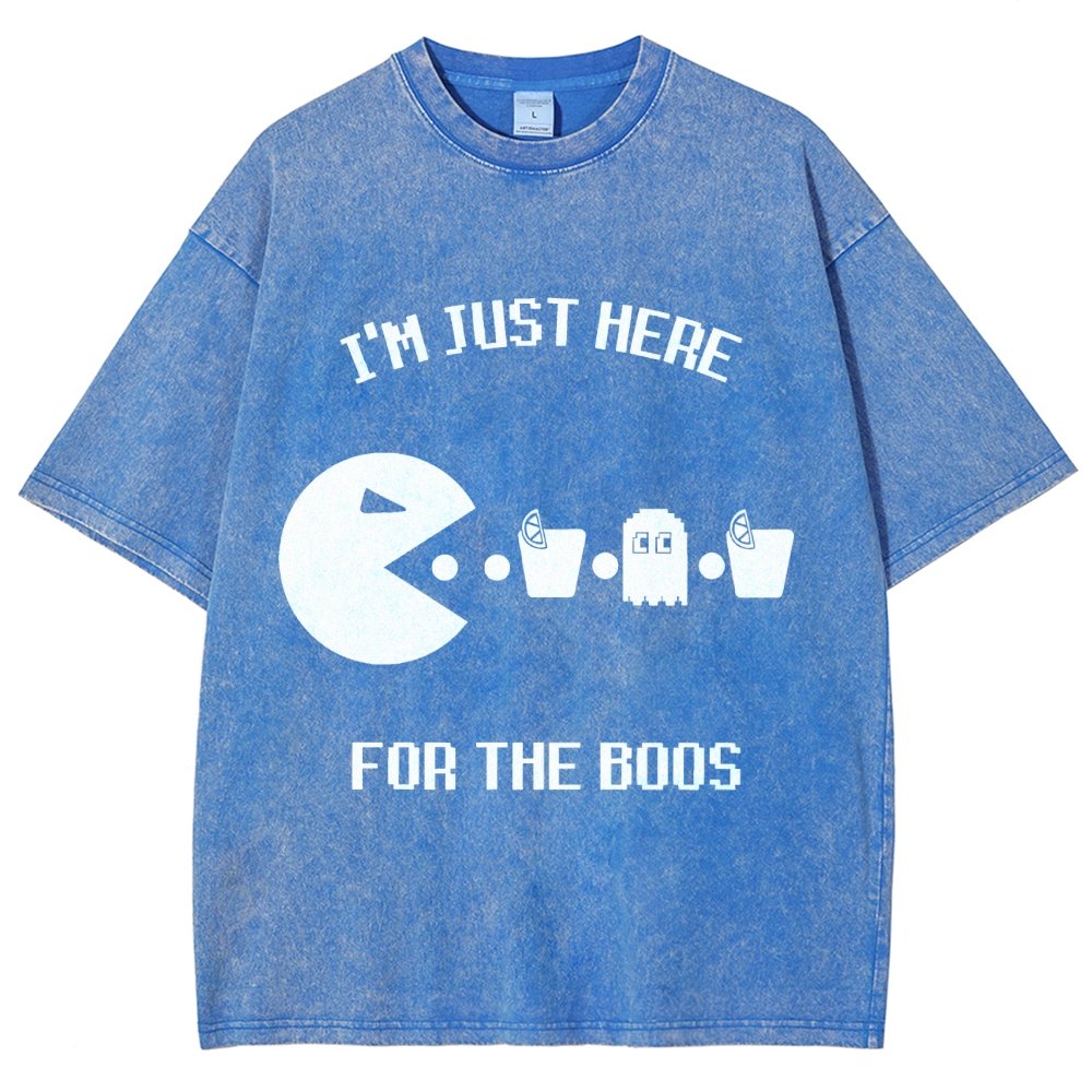 Here For The Boos Ghost Arcade Nerdy Halloween Vintage Distressed T-shirt