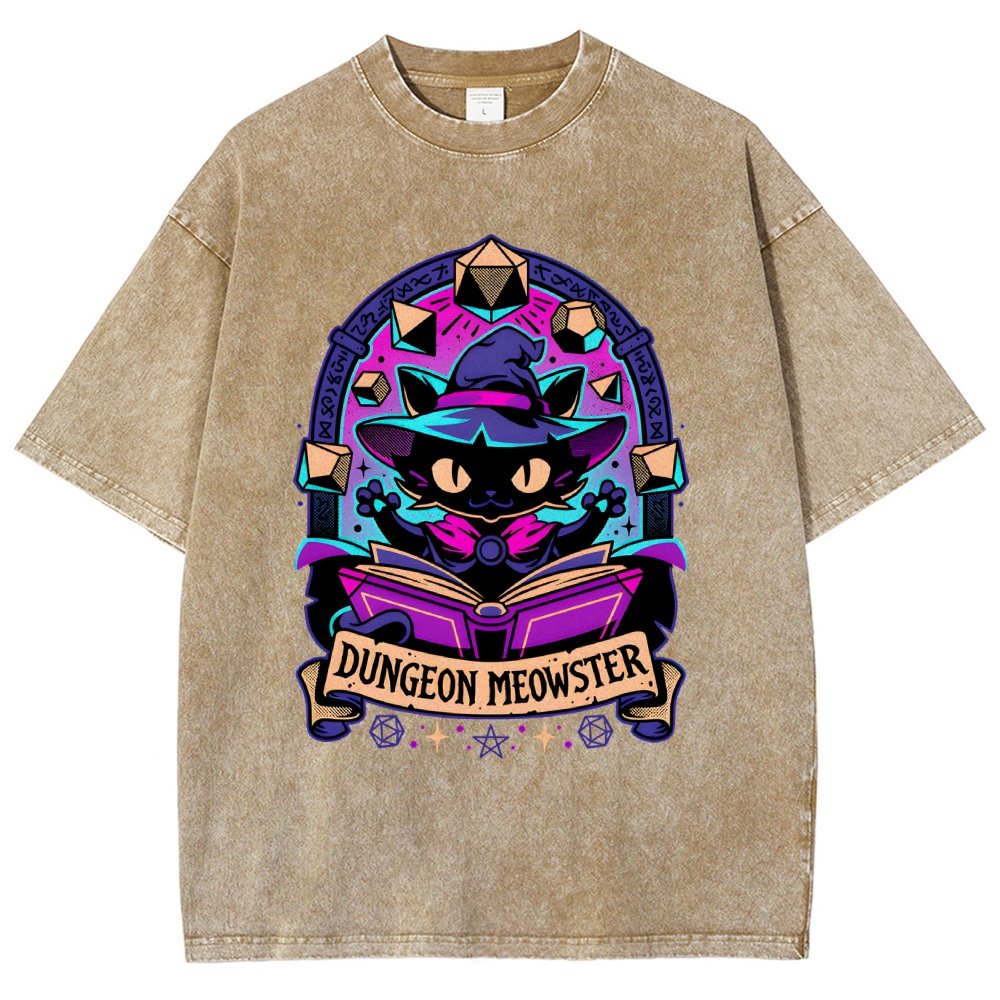 Feline Dungeon Keeper Meowster Vintage Distressed T-shirt