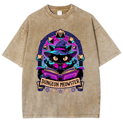 Feline Dungeon Keeper Meowster Vintage Distressed T-shirt