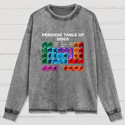 Periodic Table Of Dogs Dog Lover Funny Science Washed Long Sleeve Tee