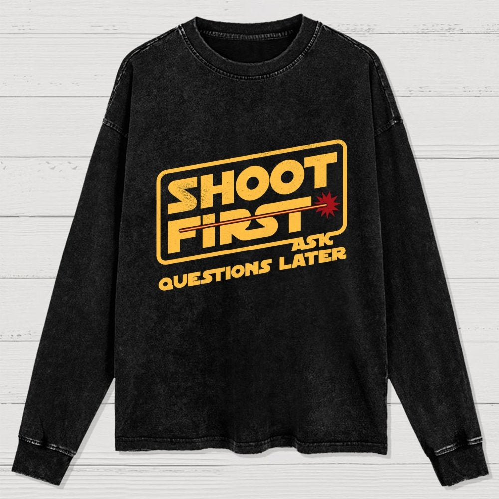 Shoot First Washed Long Sleeve Tee