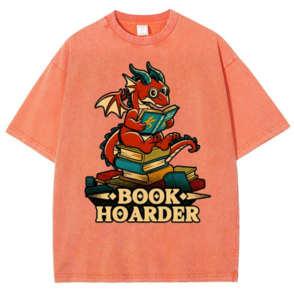Book Hoarder Dragon Vintage Distressed T-shirt