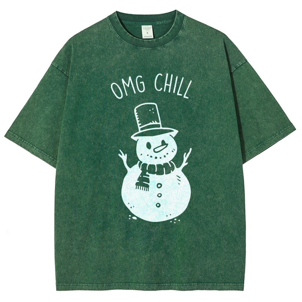 OMG Chill Christmas Vintage Distressed T-shirt