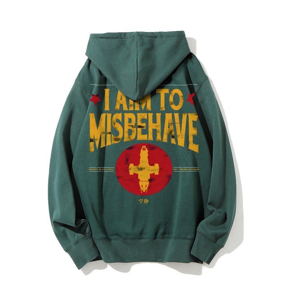 I Aim To Misbehave Geeky Printed Back Cotton Hoodie