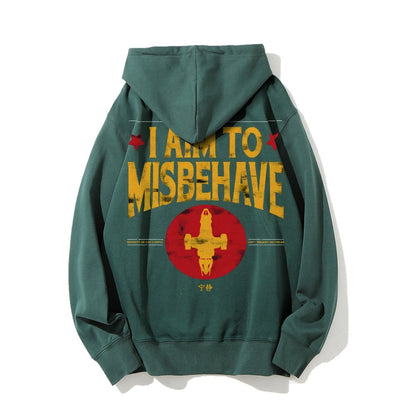I Aim To Misbehave Geeky Printed Back Cotton Hoodie