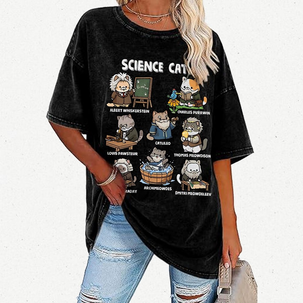 Science Cats Vintage Distressed T-shirt