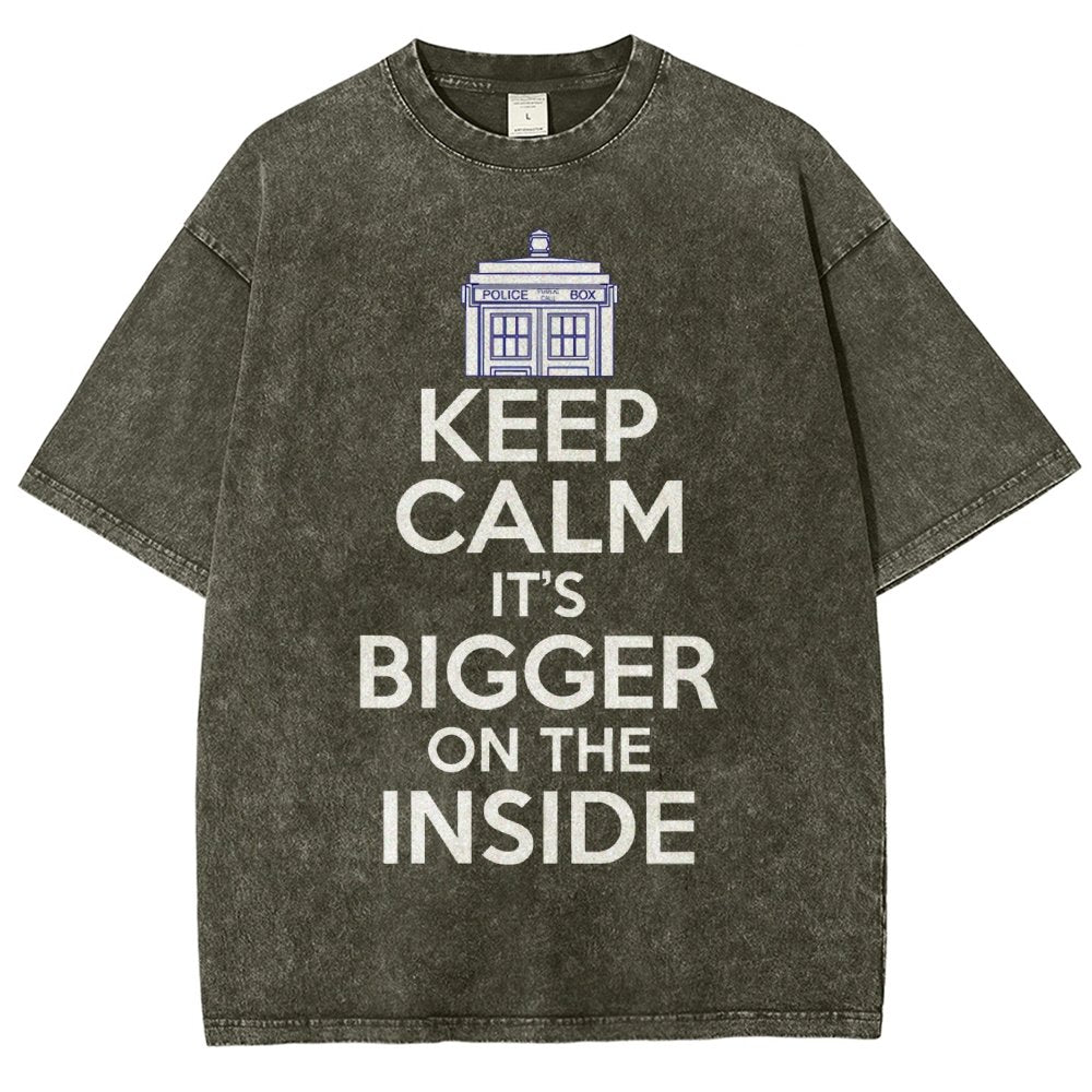 Keep Calm It's Larger On The Inside Vintage Distressed T-shirt