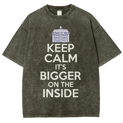 Keep Calm It's Larger On The Inside Vintage Distressed T-shirt