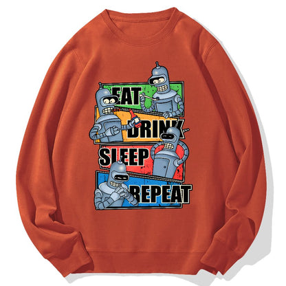 Eat Drink Sleep Repeat Geek Cotton Sweatshirt