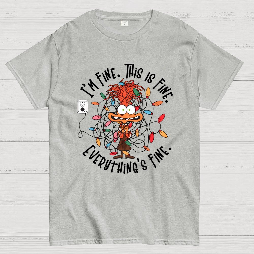It's Fine This Is Fine Everything Is Fine Christmas Light Geek T-Shirt