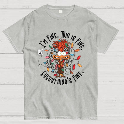 It's Fine This Is Fine Everything Is Fine Christmas Light Geek T-Shirt