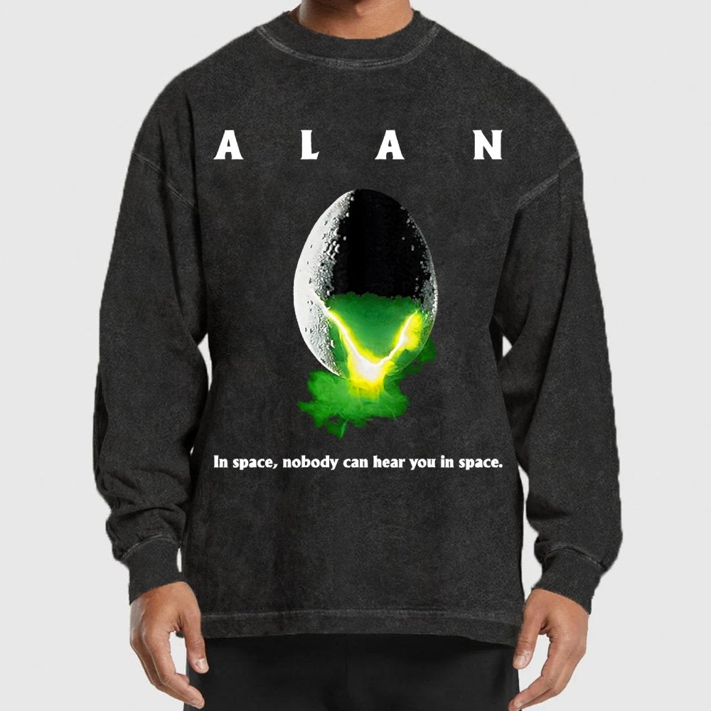 A.lan In S.pace Nobody Can Hear You In S.pace Washed Long Sleeve Tee